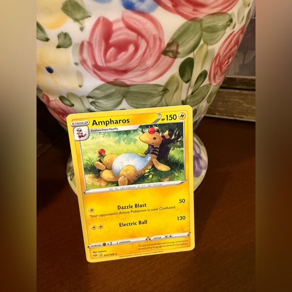 Pokemon Other - Pokemon Ampharos Trading Card - Yellow and Red